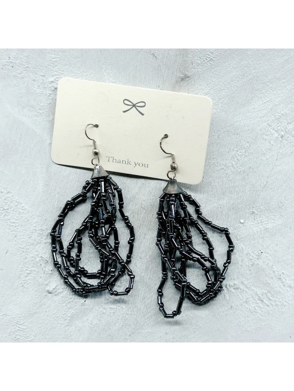 55c. Seed Bead Earrings Gray